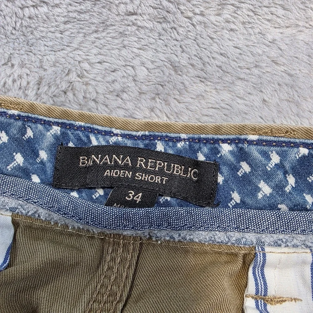 Banana‎ Republic Men 34 Khaki Aiden Short Cotton Twill Casual Chino Flat Front